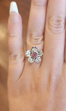 Load image into Gallery viewer, Sterling silver pink tourmaline flower ring
