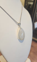 Load image into Gallery viewer, Sterling silver large pear-shaped rainbow moonstone pendant