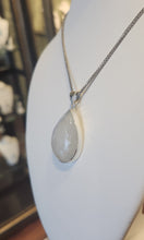 Load image into Gallery viewer, Sterling silver large pear-shaped rainbow moonstone pendant