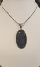 Load image into Gallery viewer, Sterling silver oval-shaped hypersthene pendant