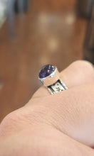 Load image into Gallery viewer, Sterling silver amethyst moon and star spinner ring