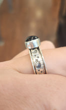 Load image into Gallery viewer, Sterling silver black onyx moon and star spinner ring