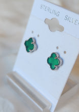 Load image into Gallery viewer, Sterling silver green clover stud earrings