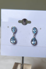 Load image into Gallery viewer, Sterling silver blue topaz dangle post earrings