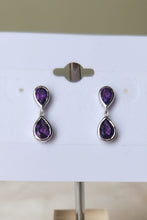 Load image into Gallery viewer, Sterling silver amethyst dangle post earrings