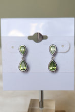 Load image into Gallery viewer, Sterling silver peridot dangle post earrings