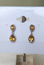 Load image into Gallery viewer, Sterling silver citrine dangle post earrings