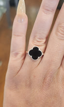 Load image into Gallery viewer, Sterling silver black onyx clover ring