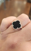Load image into Gallery viewer, Sterling silver black onyx clover ring