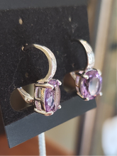 Load image into Gallery viewer, Sterling silver amethyst drop earrings with leverback