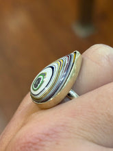Load image into Gallery viewer, Sterling silver genuine fordite cabochon ring