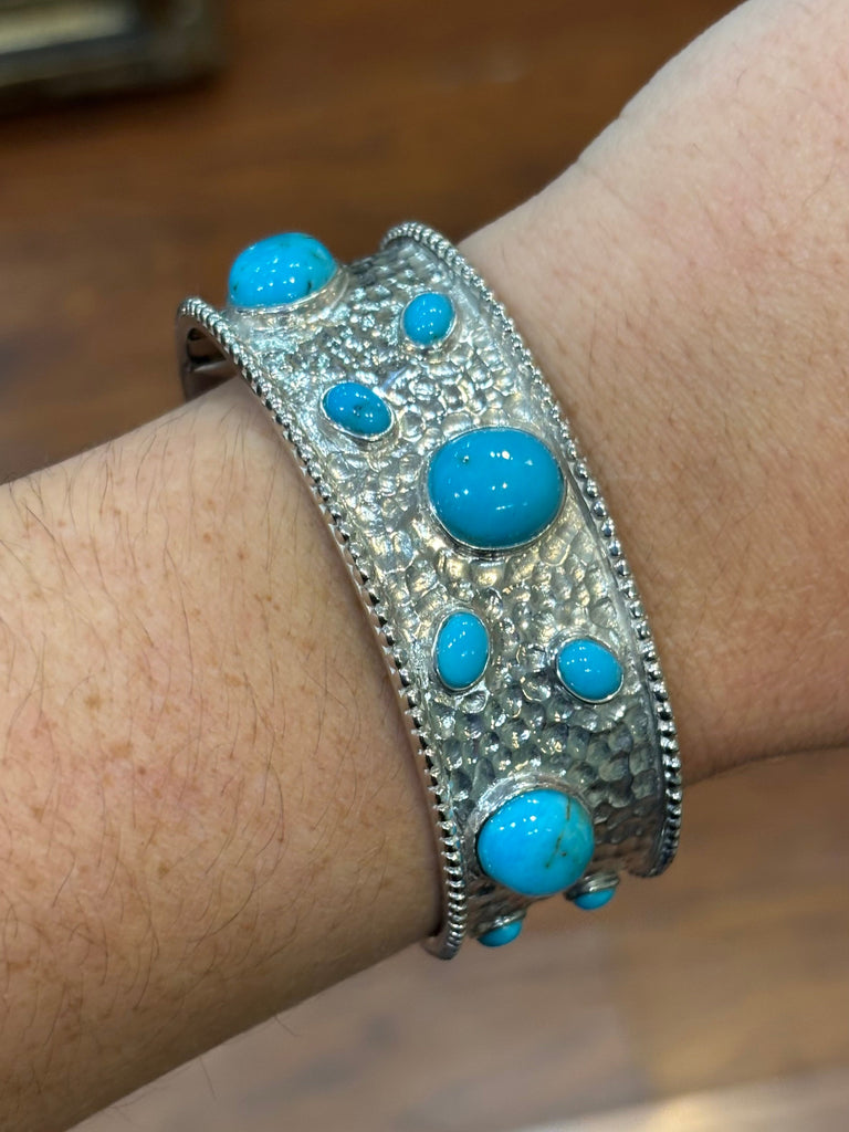 Sterling silver multi stone turquoise cuff bracelet 7 inches