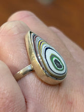 Load image into Gallery viewer, Sterling silver genuine fordite cabochon ring