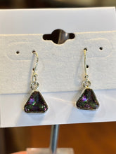 Load image into Gallery viewer, Sterling silver triangle-shaped mystic topaz earrings