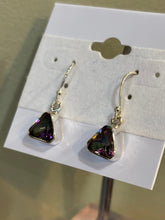 Load image into Gallery viewer, Sterling silver triangle-shaped mystic topaz earrings