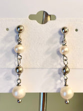 Load image into Gallery viewer, Sterling silver pearl dangle earrings