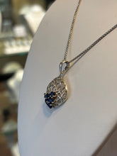Load image into Gallery viewer, Sterling silver multi-stone blue sapphire pendant