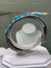 Load image into Gallery viewer, Sterling silver multi stone turquoise cuff bracelet 7 inches