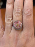Sterling silver round laguna lace agate ring