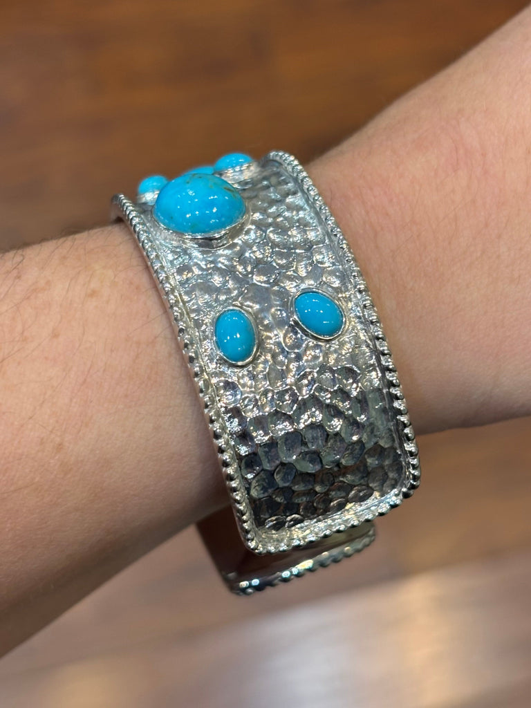 Sterling silver multi stone turquoise cuff bracelet 7 inches