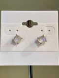 Sterling silver rainbow moonstone stud earrings