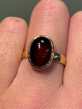 Load image into Gallery viewer, 14k yellow gold hessonite garnet cabochon ring