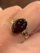 Load image into Gallery viewer, 14k yellow gold hessonite garnet cabochon ring