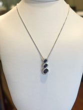 Load image into Gallery viewer, Sterling silver pendant with three blue sapphires