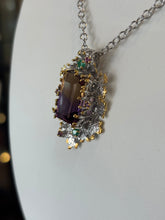 Load image into Gallery viewer, Sterling Silver Ametrine Statement Pendant With Emerald And Rubellite