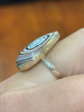 Load image into Gallery viewer, Sterling silver pear-shaped fordite cabochon ring
