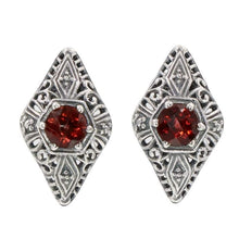 Load image into Gallery viewer, Sterling silver garnet filigree Art Deco style earrings