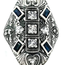 Load image into Gallery viewer, Sterling silver sapphire with period-cut white topaz