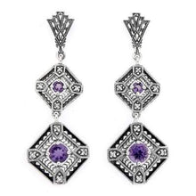 Load image into Gallery viewer, Sterling silver vintage style amethyst dangle earrings