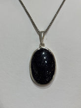 Load image into Gallery viewer, Sterling Silver Blue Goldstone Whale Tail Pendant