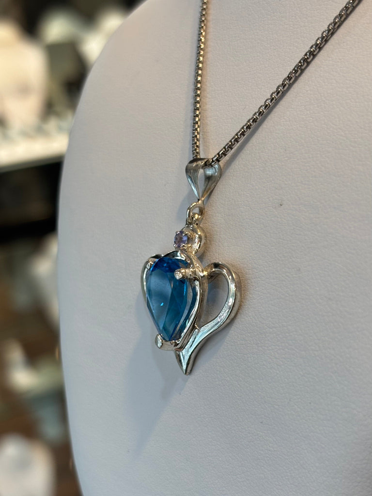 Sterling Silver Blue Topaz And Tanzanite Pendant
