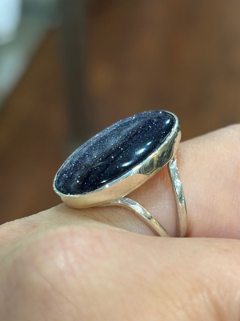 Sterling Silver Custom Handmade Goldstone Cabochon Ring