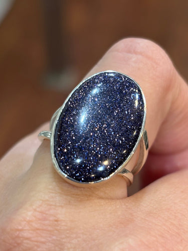 Sterling Silver Custom Handmade Goldstone Cabochon Ring