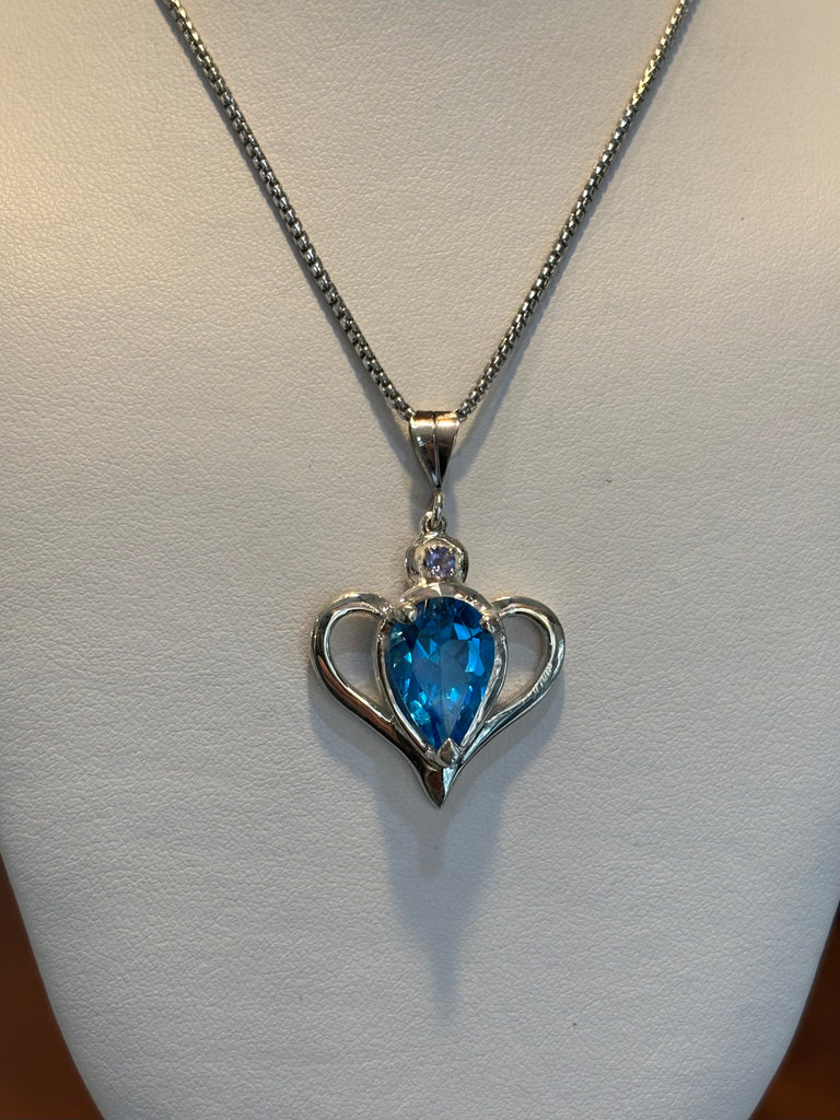 Sterling Silver Blue Topaz And Tanzanite Pendant
