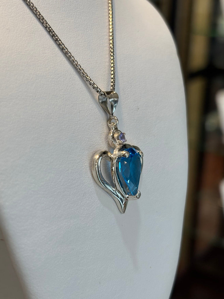 Sterling Silver Blue Topaz And Tanzanite Pendant