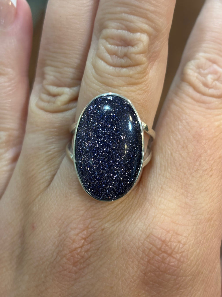 Sterling Silver Custom Handmade Goldstone Cabochon Ring