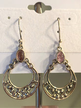 Load image into Gallery viewer, Sterling silver tourmaline filigree dangle earrings