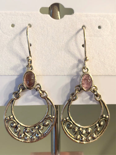 Sterling silver tourmaline filigree dangle earrings