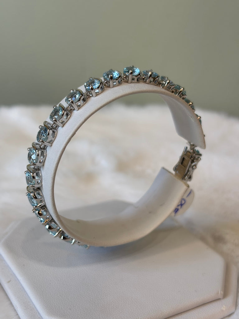 Sterling silver blue topaz tennis bracelet