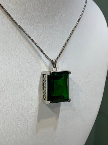 Large Sterling Silver Statement Helenite Pendant With Chain