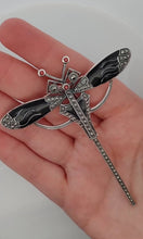 Load image into Gallery viewer, Sterling silver black enamel dragonfly brooch