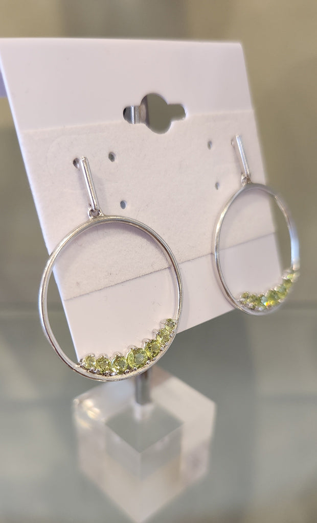 Sterling silver peridot circle earrings
