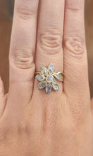 Load image into Gallery viewer, Sterling silver multi-stone rainbow moonstone flower ring
