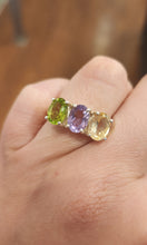 Load image into Gallery viewer, Sterling silver ring with amethyst, citrine and peridot