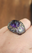 Load image into Gallery viewer, Sterling silver oxidized amethyst and tourmaline cocktail ring
