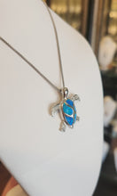 Load image into Gallery viewer, Sterling silver kyocera opal sea turtle pendant